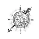 world globe with a compass tattoo design idea