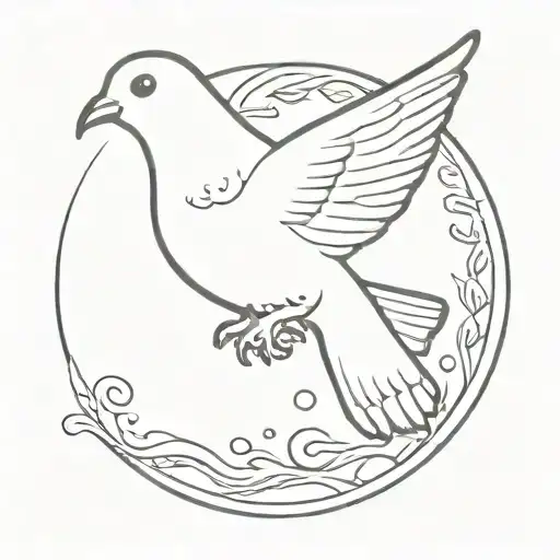 crying dove flying tattoo design idea