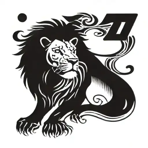 lion with the date 11 11 2004 tattoo design idea