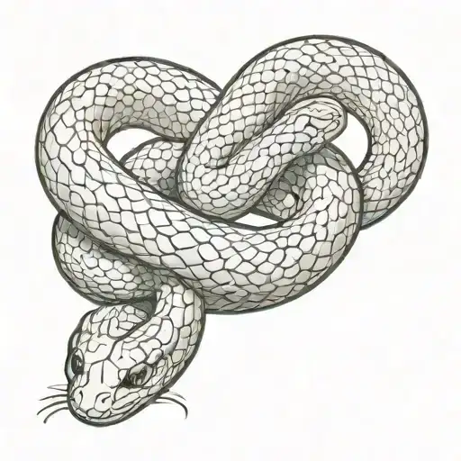 two snakes coiled and intertinwed spinning once around the arm tail on bottom face on top biting  tattoo design idea