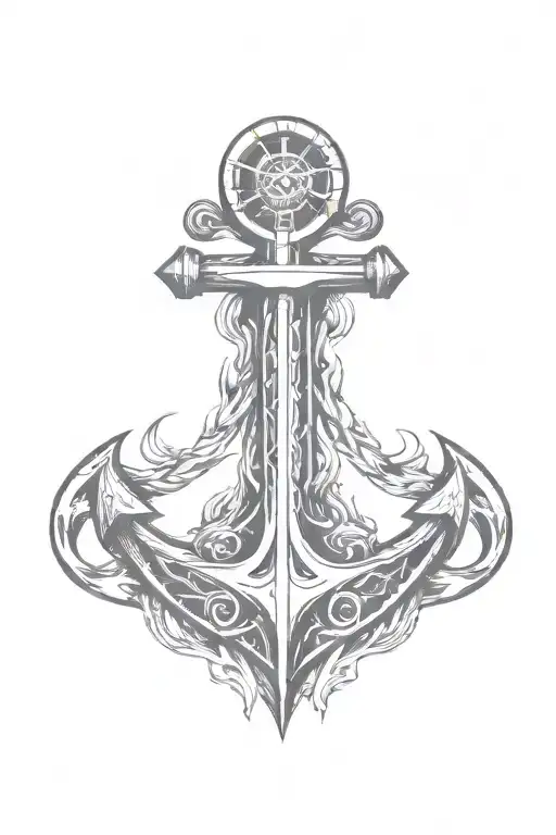 anchor and flame tattoo design idea