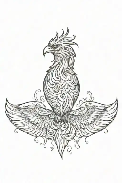 phoenix rising from the ashes with wings spread tattoo design idea