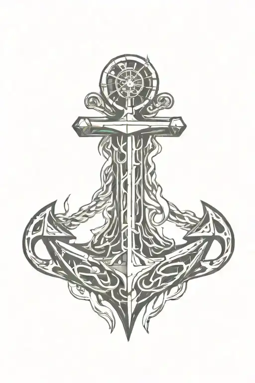 JOHANSSON with anchor and flame tattoo design idea