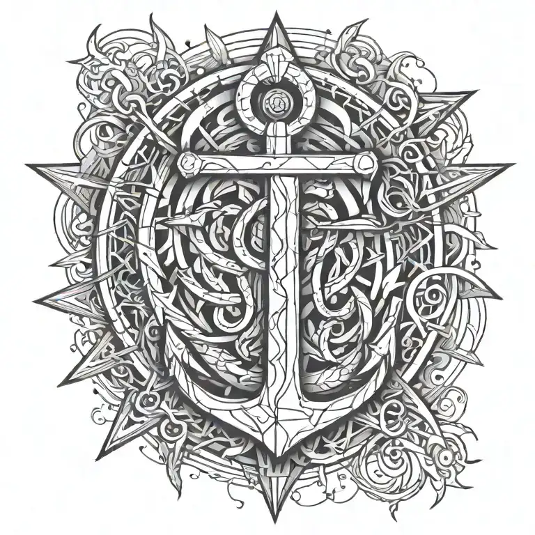 JOHANSSON with anchor and flame tattoo design idea