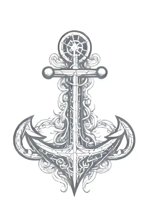 burning anchor tattoo design idea