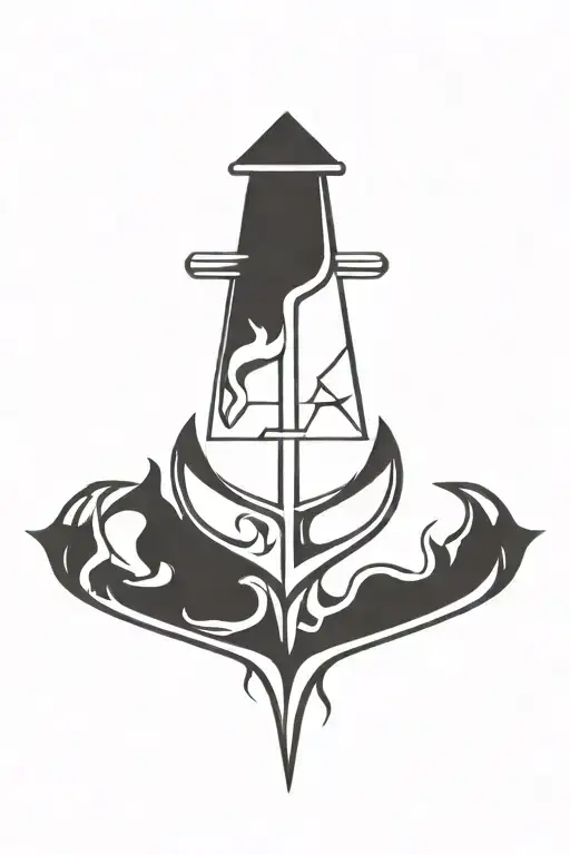 burning anchor tattoo design idea