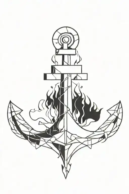 burning anchor tattoo design idea