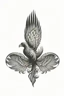 burning phoenix symbol with wings spread tattoo design idea