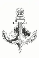 burning anchor tattoo design idea