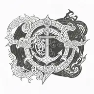 JOHANSSON with anchor and flame tattoo design idea