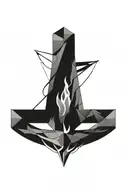 burning anchor tattoo design idea