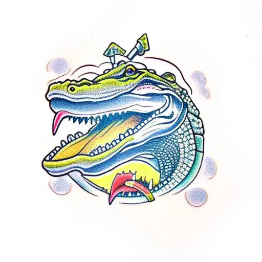 alligator wearing a suit tattoo design idea