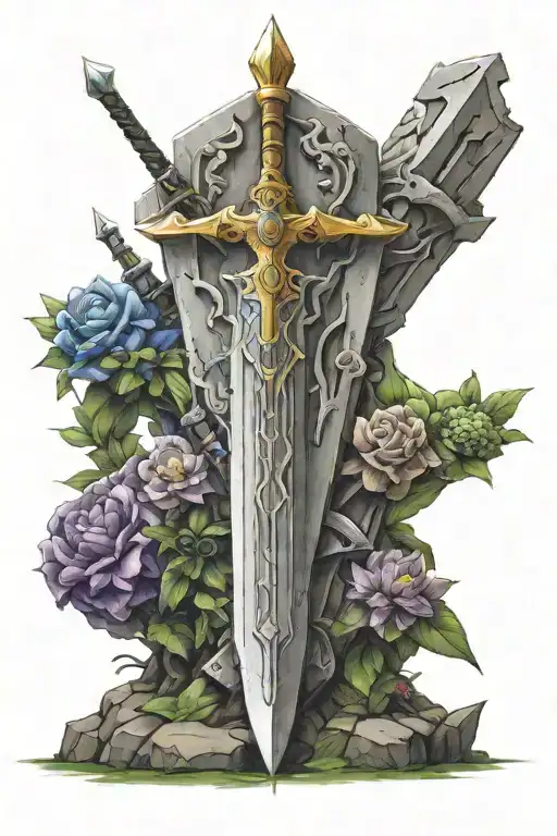the legend of Zelda master sword realism fine lines  tattoo design idea