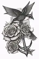 Swallow Roses Anchor  tattoo design idea