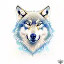 Wolf Blue eyes forest tattoo design idea