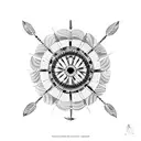 native american medicine wheel with five feather hanging down tattoo design idea