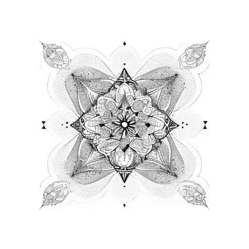 lily stargazer mandala pattern full chest tattoo in black and white ink tattoo design idea