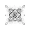lily stargazer mandala pattern full chest tattoo in black and white ink tattoo design idea