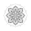 lily stargazer mandala pattern full chest tattoo in black and white ink tattoo design idea