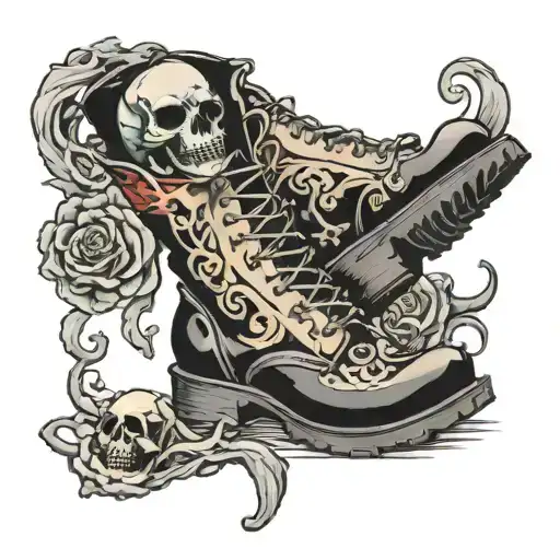death boots tattoo design idea