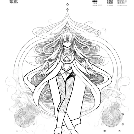 A unique fusion design combining elements of manga art with the vegvizir symbol, featuring a dancer in a dynamic pose tattoo design idea