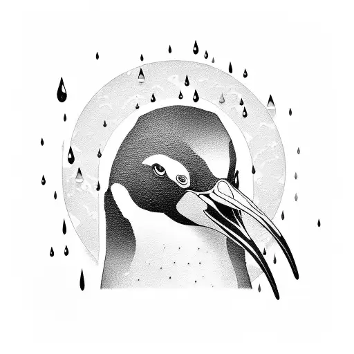 Pinguin in Cologne by night and rain tattoo design idea