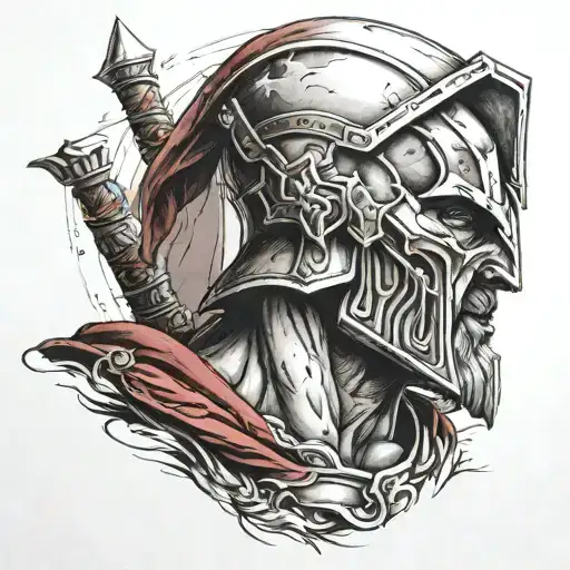 kratos spartan soldier tattoo design idea