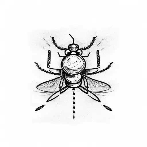 a dramatic mosquito behind a theater curtain tattoo design idea