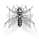 a dramatic mosquito behind a theater curtain tattoo design idea