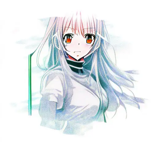 anime girl face with sword tattoo design idea