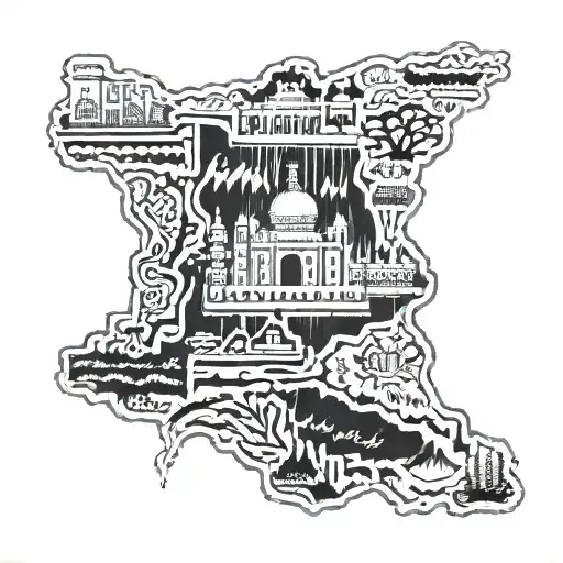 indian punjab map outline tattoo design idea