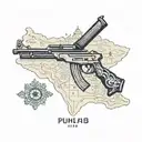 punjab map with ak 47 tattoo design idea