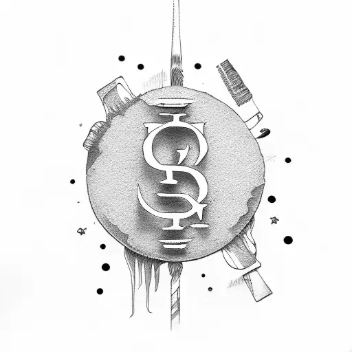 paint brush with dollar sign tattoo design idea