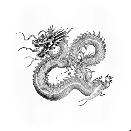 chinese dragon around a sword tattoo design idea