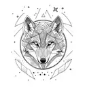 moon, wolf, beach tattoo design idea