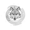 moon, wolf, beach tattoo design idea