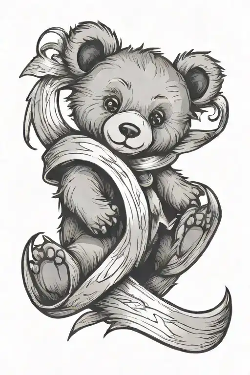 child abuse awareness ribbon and bear tattoo design idea