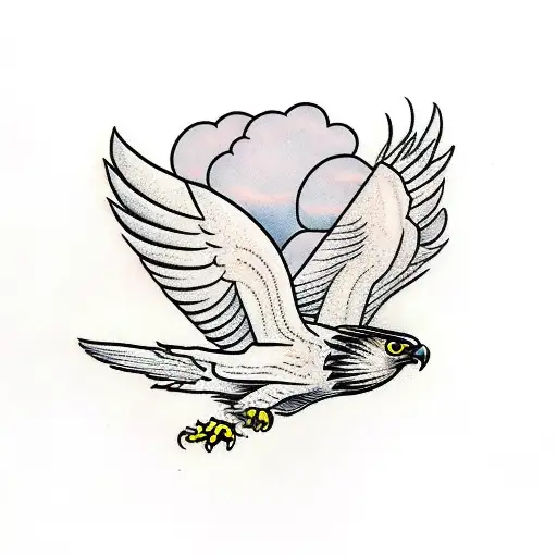 hawk carrying his family on his wings tattoo design idea