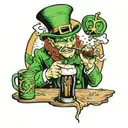 leprechaun drinking Guinness tattoo design idea