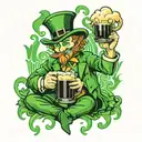 leprechaun drinking Guinness tattoo design idea