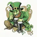 leprechaun drinking Guinness tattoo design idea