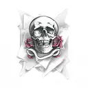 skull with roses smoke and playing cards on the forearm  tattoo design idea