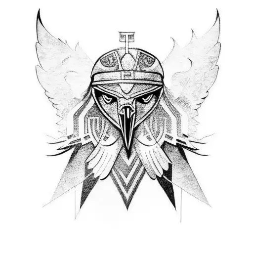 norse pagan raven tattoo design idea