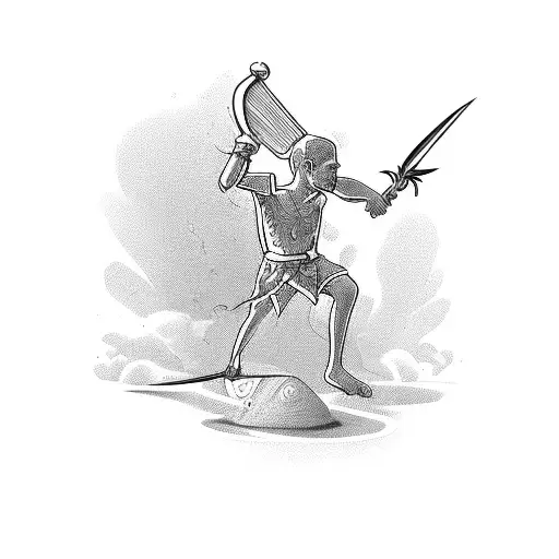 small David and Goliath  tattoo design idea