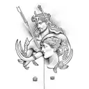 Greek Gods Artemis & Dionysus  tattoo design idea