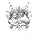 Greek Gods Artemis & Dionysus  tattoo design idea