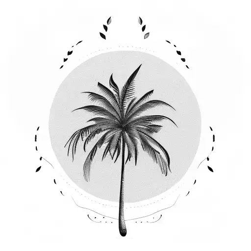Palm Tree with the names Alex,Josh and Dilanas as the leaves tattoo design idea
