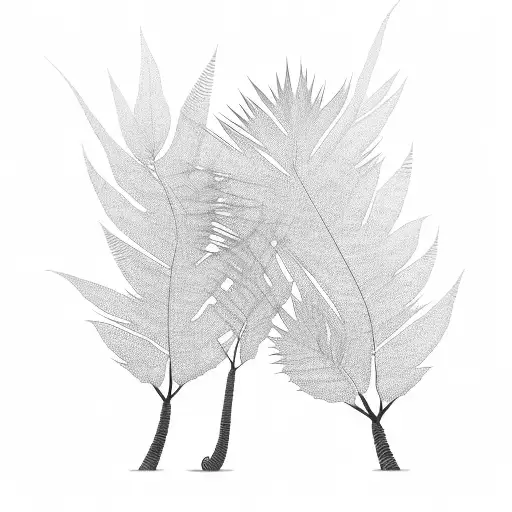 Palm Tree with the names Alex,Josh and Dilanas as the leaves tattoo design idea