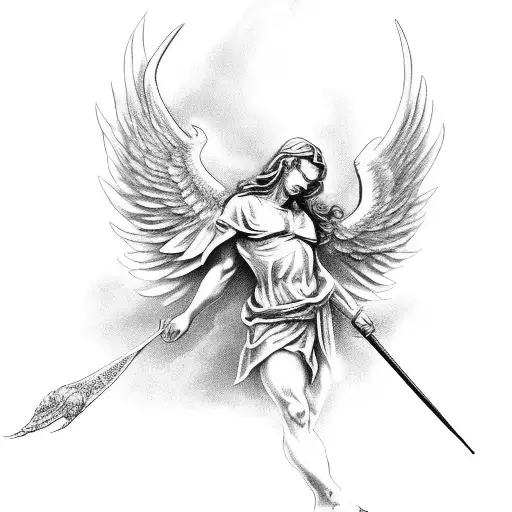 st michael angel kill devil in heaven tattoo design idea