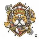 casino roulette wheel bulldogs mascot playing cards Vikings triangle  tattoo design idea